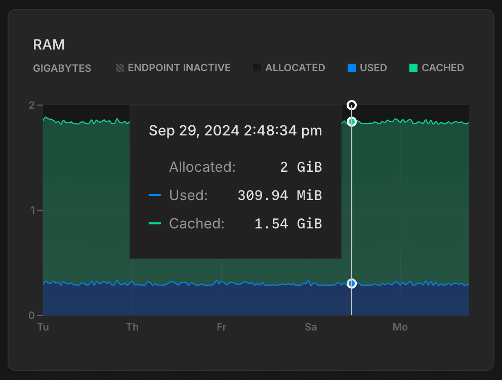 Monitoring page RAM graph
